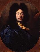 Portrait of Portrait of the artist, bust-length, with a yellow cravat and a blue cloak, feigned oval.